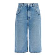 Stella McCartney Distressed Flared Denim Cropped Jeans Blue, Dam