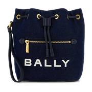 Bally Mini Denim Bucket Väska Blue, Dam