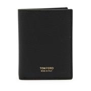 Tom Ford Svart Läderkorthållare med Logotryck Black, Herr