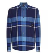 Tommy Hilfiger Herr Rutig Skjorta Regular Fit Blue, Herr