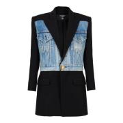 Balmain 1-knapp bi-material jacka Black, Dam