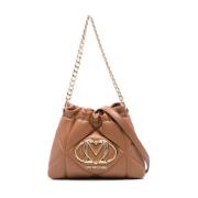 Love Moschino Kamelbrun Kedja-Link Axelväska Brown, Dam