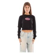 Diesel Oval D Cropped Sweatshirt Black, Dam