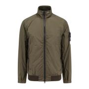 Stone Island Krinklad Reps Nylon Dragkedja Jacka Green, Herr