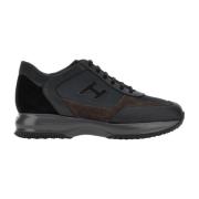 Hogan Svarta läder- och tyginteraktiva sneakers Black, Herr