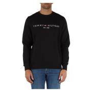 Tommy Hilfiger Broderad bomull crewneck sweatshirt Black, Herr