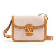 Valentino Garavani 9To5 Axelväska Beige Canvas Läder Beige, Dam