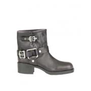 ASH Svarta läder biker ankelboots Black, Dam