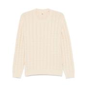 Sunflower Rutig Crew Neck Sweater i kräm White, Herr