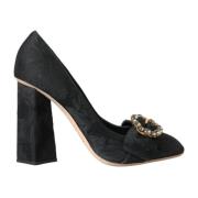 Dolce & Gabbana Svarta Brogue Pumps med Strass Spänne Black, Dam