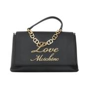 Moschino Elegant svart axelväska med gyllene detaljer Black, Dam