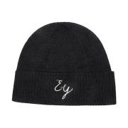 Eleventy Broderad Ull Beanie Mössa Black, Unisex