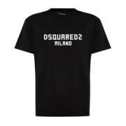 Dsquared2 T-shirt med logotyp och sammet finish Black, Dam