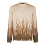 Vision OF Super Flames Jacquard Tröja i Beige Beige, Herr