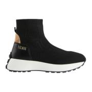 Alviero Martini 1a Classe Hög Topp Sock Sneakers med Logo Black, Dam