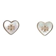 Tory Burch Guld Hjärta Studs Pärla Gray, Dam