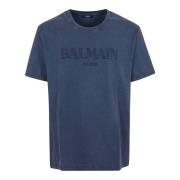 Balmain Blå T-shirt för män Blue, Herr