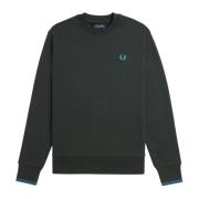 Fred Perry Bomullssweatshirt med lockigt bakre Green, Herr