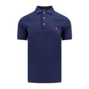 Polo Ralph Lauren Blå Bomullspolo med Logobroderi Blue, Herr