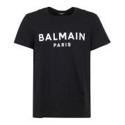 Balmain Svart Crew Neck T-shirt Black, Herr