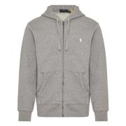 Polo Ralph Lauren Bomull Zip Hoodie med Broderat Logotyp Gray, Herr