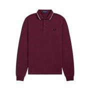 Fred Perry Långärmad polo med dubbel rand Red, Herr