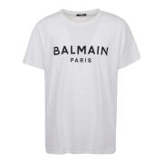 Balmain Vit Bomull T-shirt Halv Ärm Rund Hals White, Herr