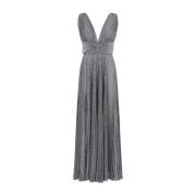 Dolce & Gabbana Silver Sol Veckad Klänning Gray, Dam