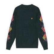 Lyle & Scott Argyle Sleeve Jumper Green, Herr