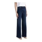 Peserico Stretch denim bomull palazzo byxor Blue, Dam