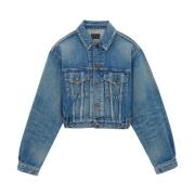 Saint Laurent Blåa Denimrockar med Knappstängning Blue, Dam