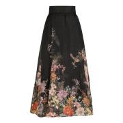 Zimmermann Svart Siden Linne Kjol Elegant Multicolor, Dam