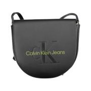 Calvin Klein Svart Polyeten Axelväska med Justerbar Rem Black, Dam