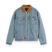 Scotch & Soda Indigo Teddy Jacka med Snörkrage Blue, Herr