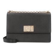 Furla Kornigt Läder Crossbody Väska Black, Dam