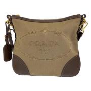 Prada Vintage Pre-owned Canvas crossbodyvskor Beige, Dam