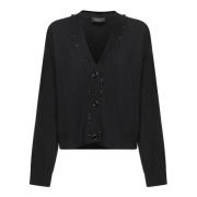 Fabiana Filippi Svart Cardigan Sweater Aw24 Black, Dam