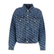 Alexander Wang Stilfull Oversize Tryckt Denimjacka Blue, Dam