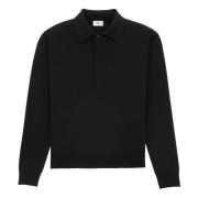 Saint Laurent Svart ull polotröja Italien tillverkad Black, Herr