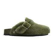 Birkenstock Shearling Grön Boston Stil Skor Green, Herr