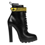 Dsquared2 Svarta läderankelboots Black, Dam