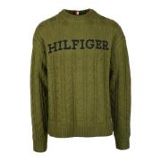 Tommy Hilfiger Ullblandning Stickad Tröja Green, Herr