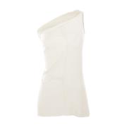 Rick Owens Asymmetrisk Silk Jersey Topp Beige, Dam