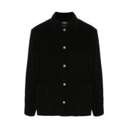 A.p.c. Svart Corduroy Skjortjacka med Fickor Black, Herr