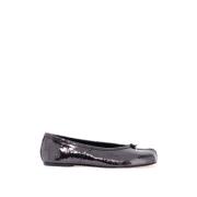 Maison Margiela Tabi Läder Ballerina Flats med Sprucket Effekt Black, ...