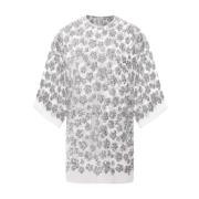 Cecilie Bahnsen Silverblommig Paljett Oversized Topp Gray, Dam