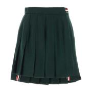 Thom Browne Grön Ull Mini Kjol Green, Dam