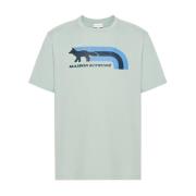 Maison Kitsuné Kortärmad Jersey Tee med Flash Fox Green, Herr