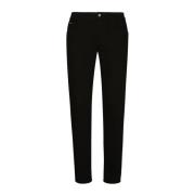 Dolce & Gabbana Svart Logo Applique Slim Jeans Black, Herr