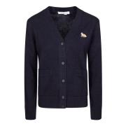 Maison Kitsuné Baby Fox Patch Boxy Cardigan Blue, Dam